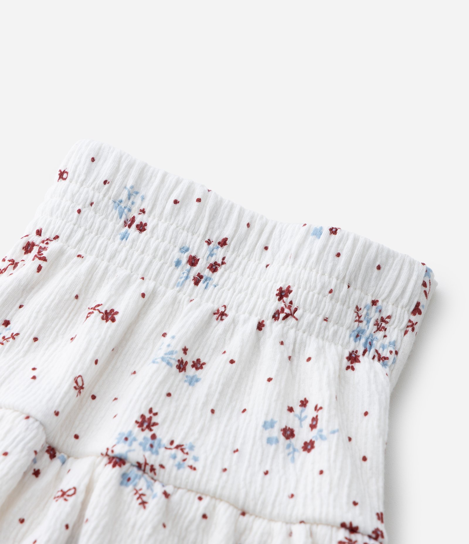 Saia Infantil em Anarruga com Estampa Floral Liberty - Tam 7 a 14 Anos Branco 5