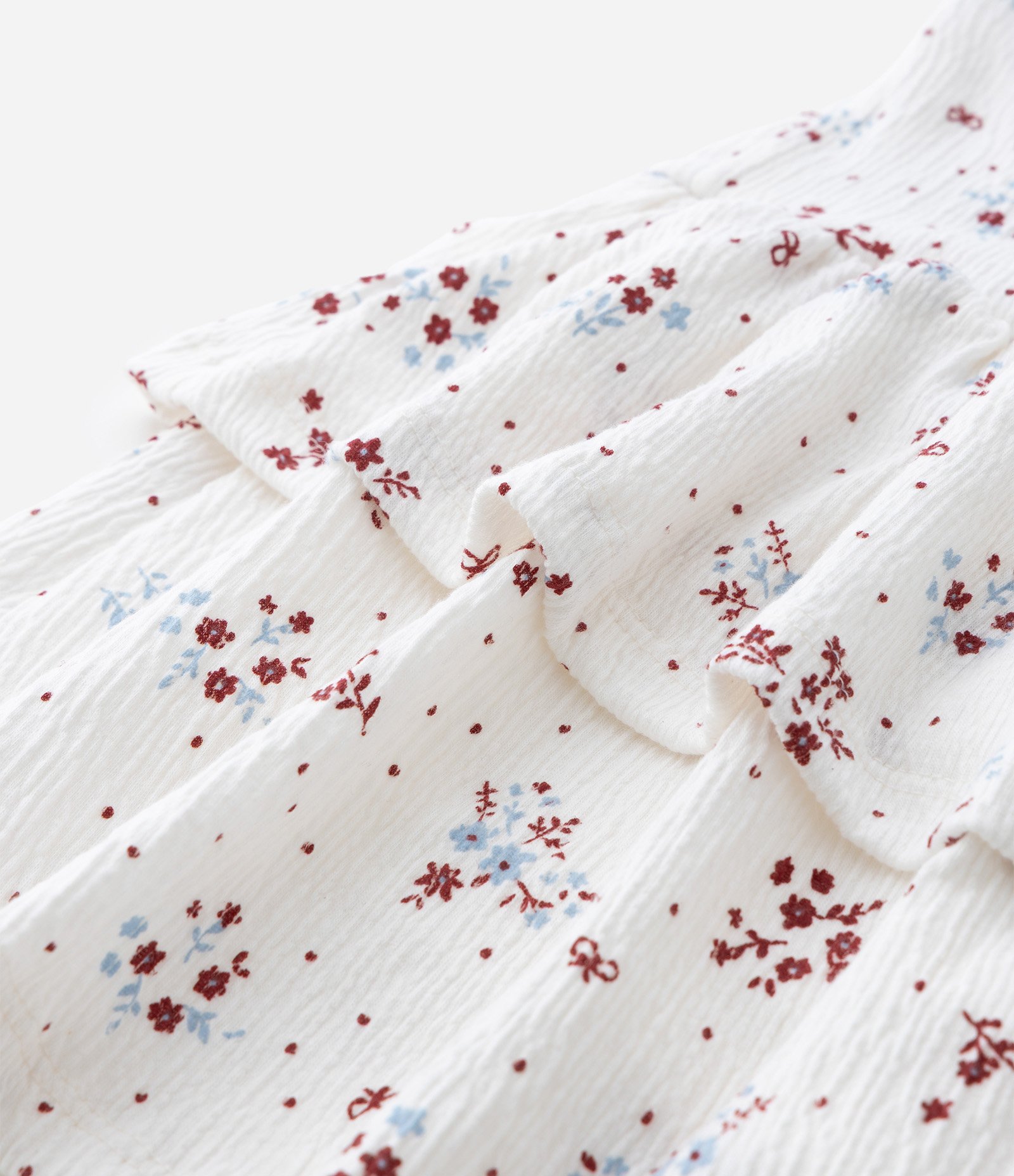 Saia Infantil em Anarruga com Estampa Floral Liberty - Tam 7 a 14 Anos Branco 6