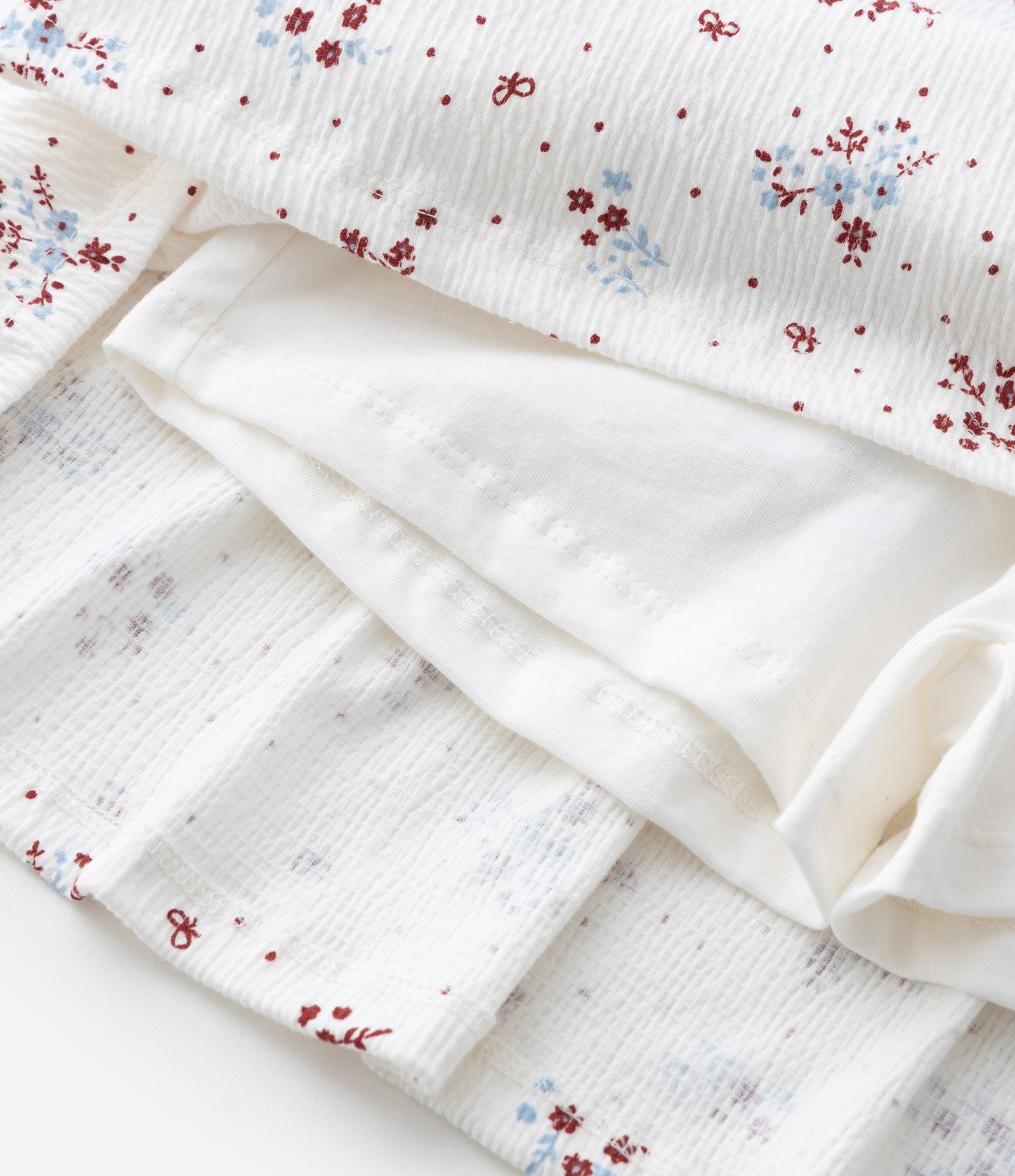 Saia Infantil em Anarruga com Estampa Floral Liberty - Tam 7 a 14 Anos Branco 7