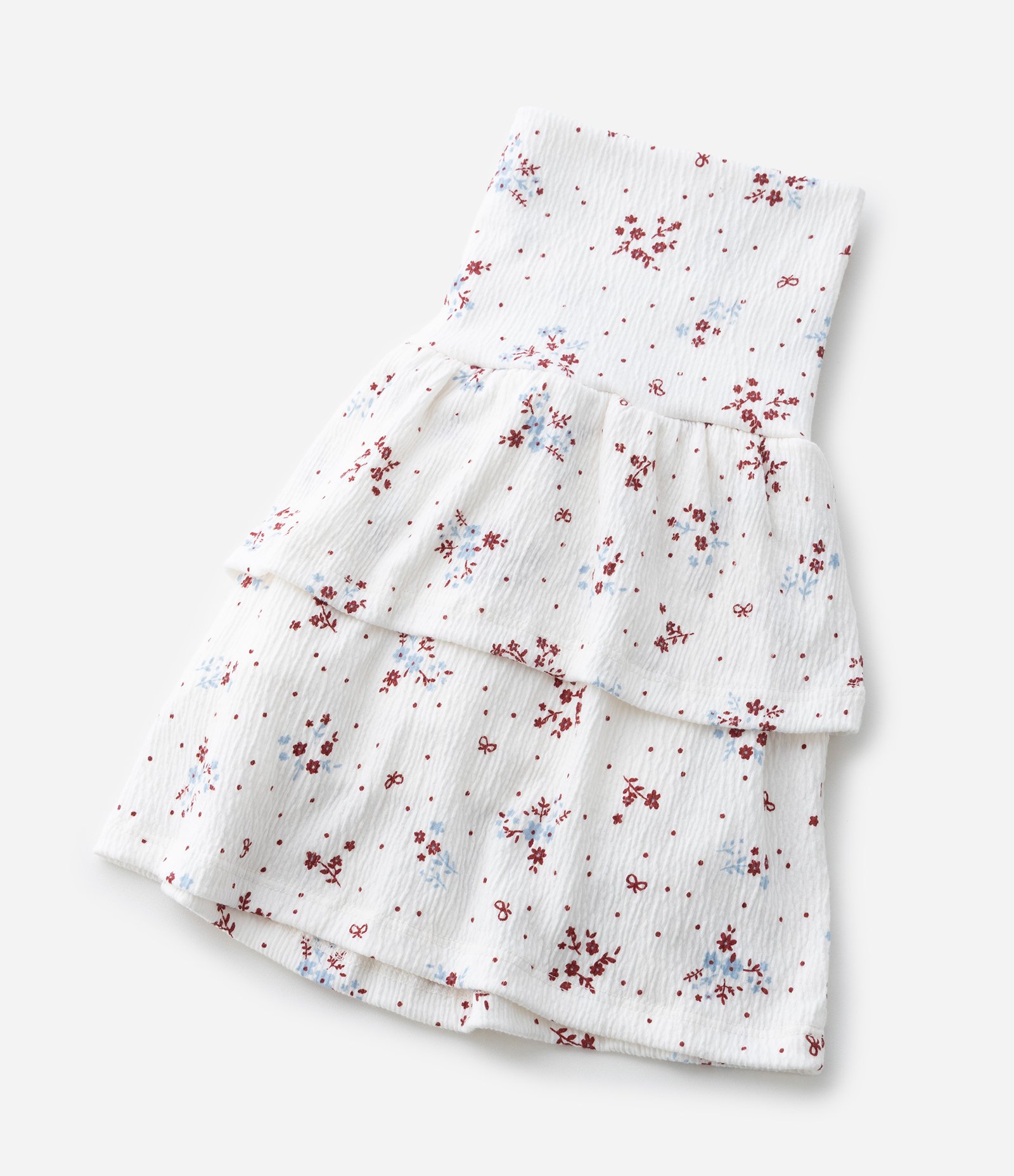 Saia Infantil em Anarruga com Estampa Floral Liberty - Tam 7 a 14 Anos Branco 8