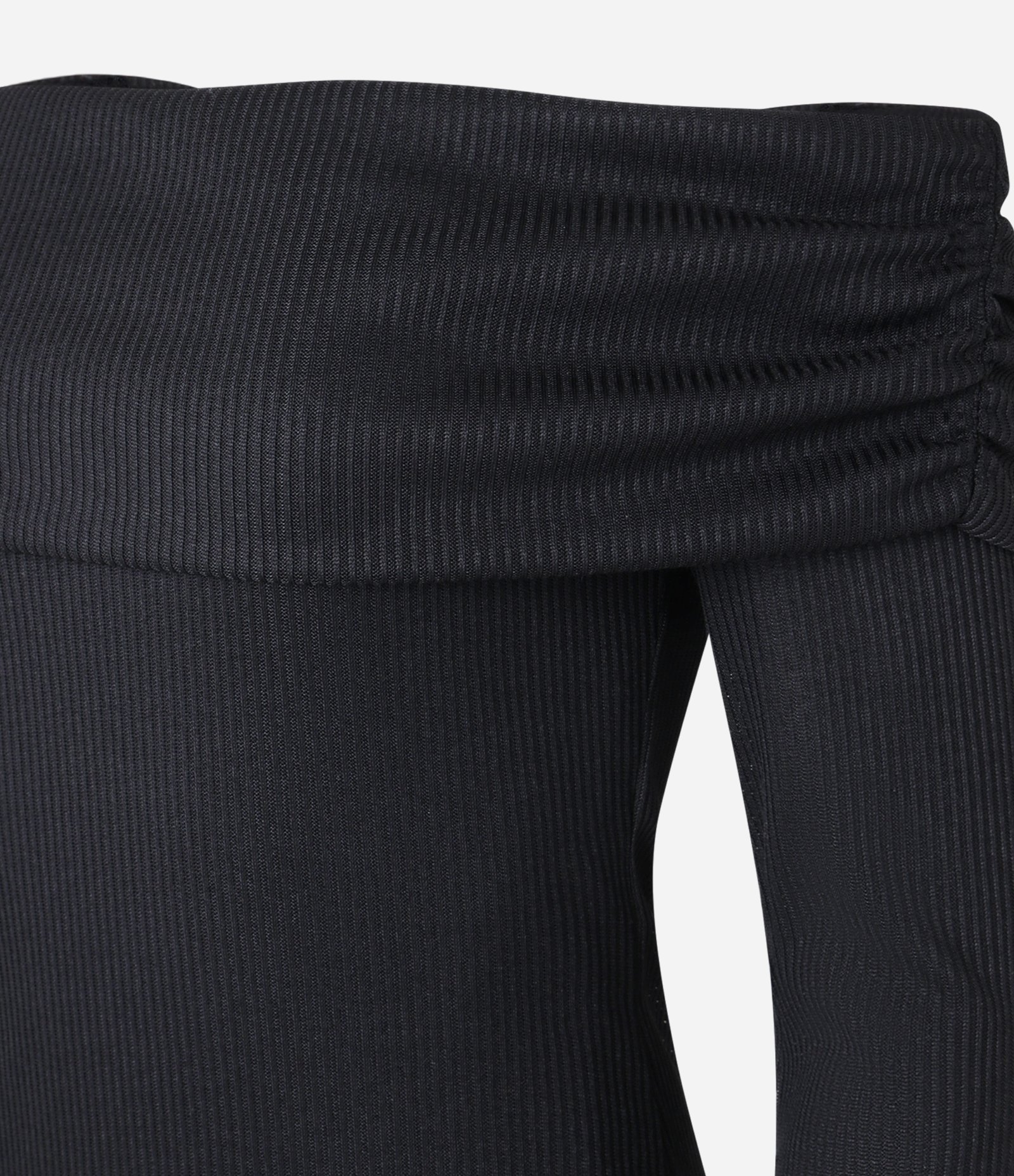 Vestido New Midi Justo com Textura Canelada e Pala Dobrada Preto 6