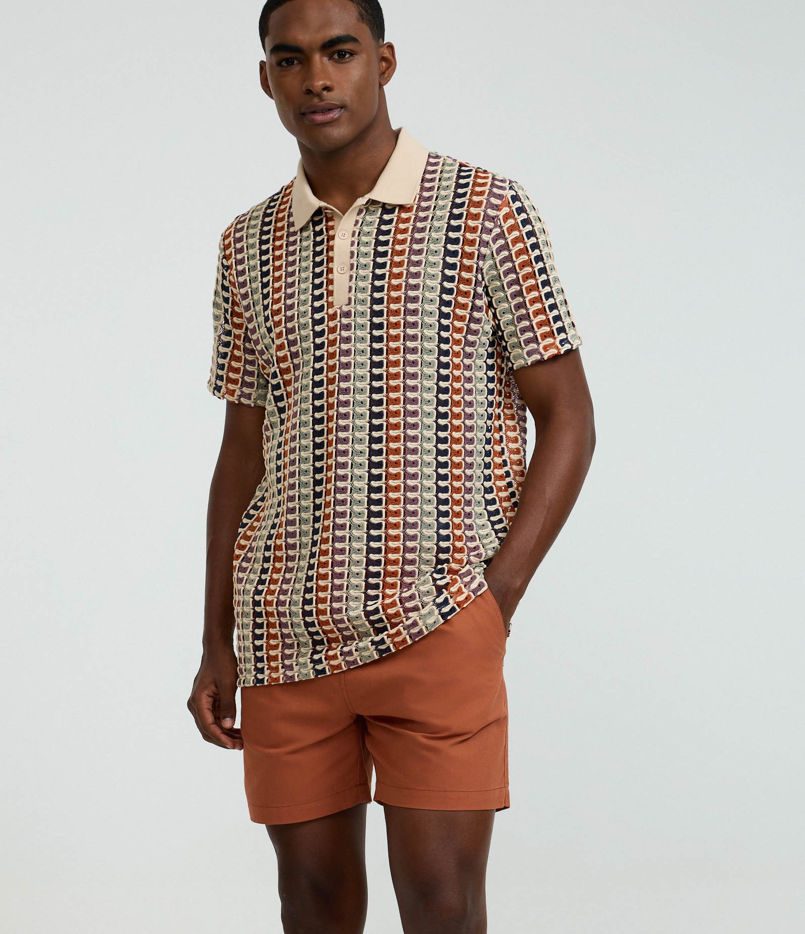 Bermuda em Algodão com Cós Elástico Marrom 3