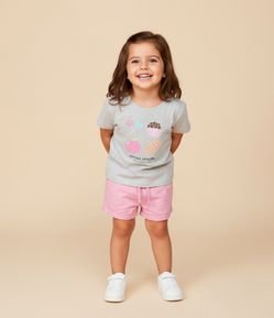 Camiseta Infantil em Cotton com Estampa de Doces - Tam 1 a 6 Anos