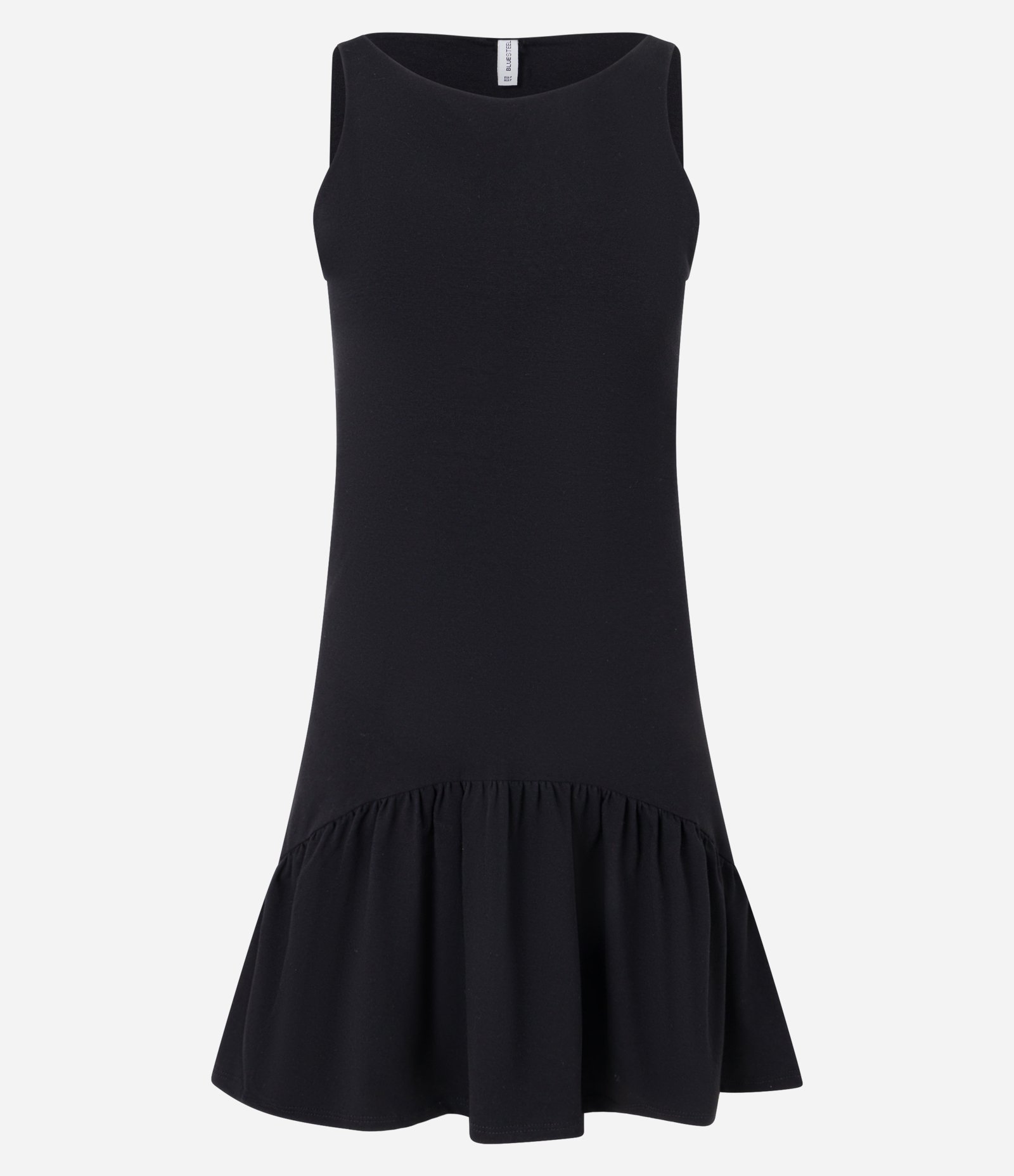 Vestido Curto sem Manga com Franzidos e Babado Preto 3