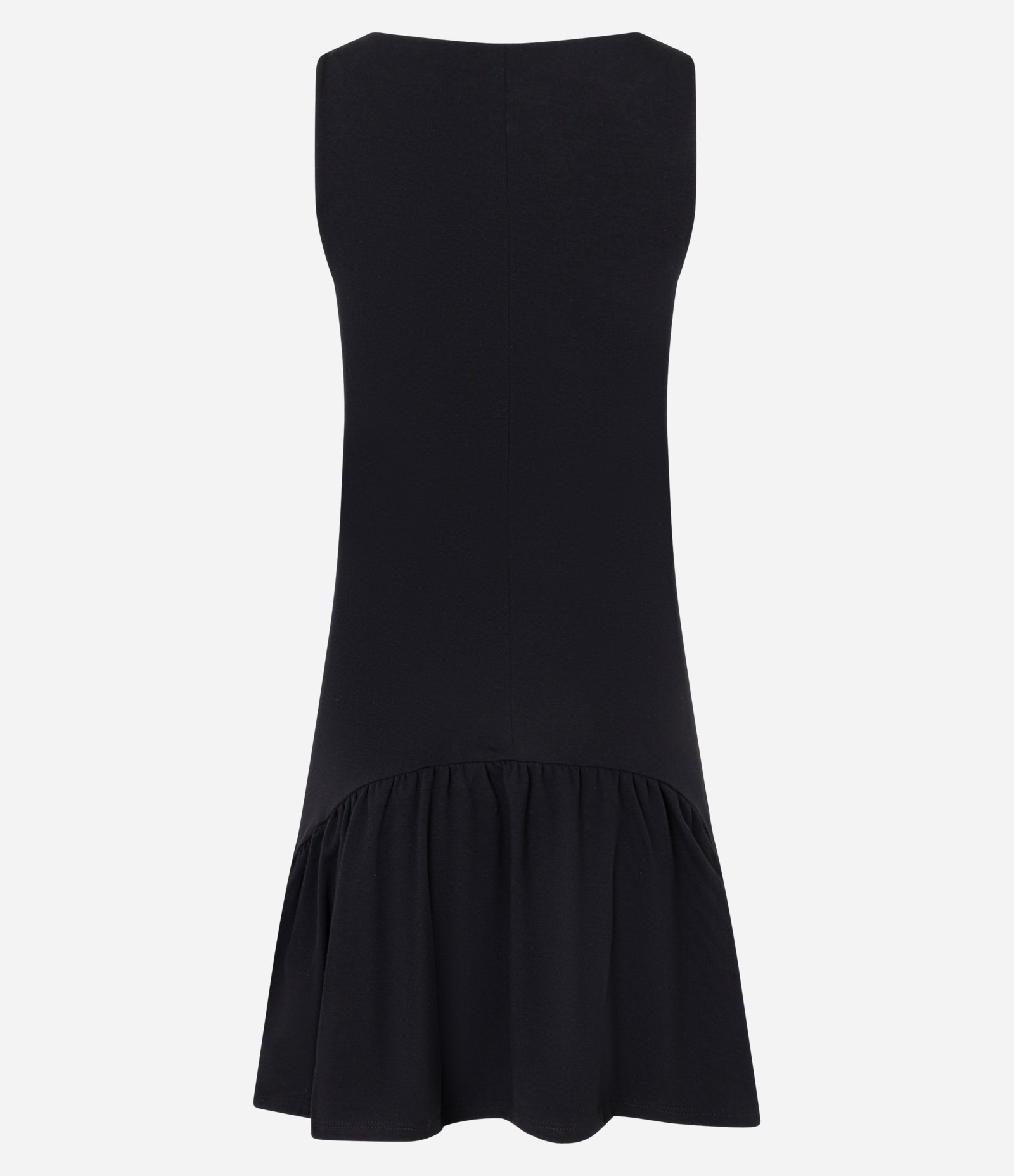 Vestido Curto sem Manga com Franzidos e Babado Preto 4