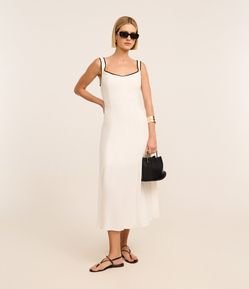 Vestido New Midi com Cava Contrastante