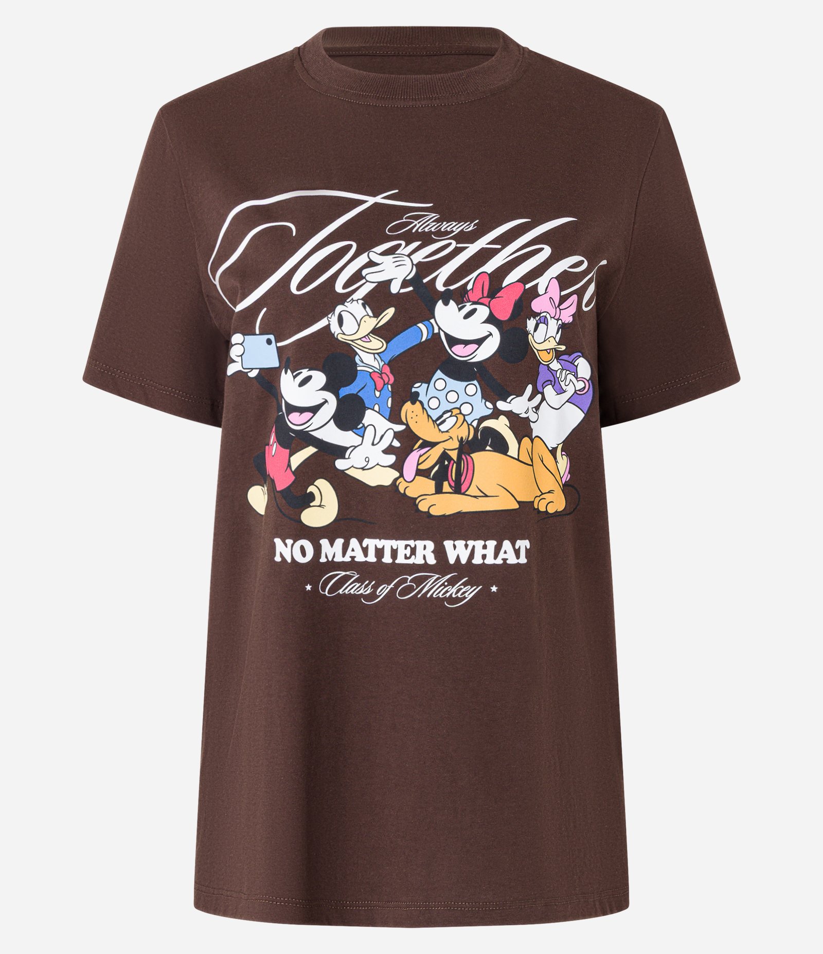 Camiseta T-shirt em Algodão com Mickey e Amigos Marrom 5