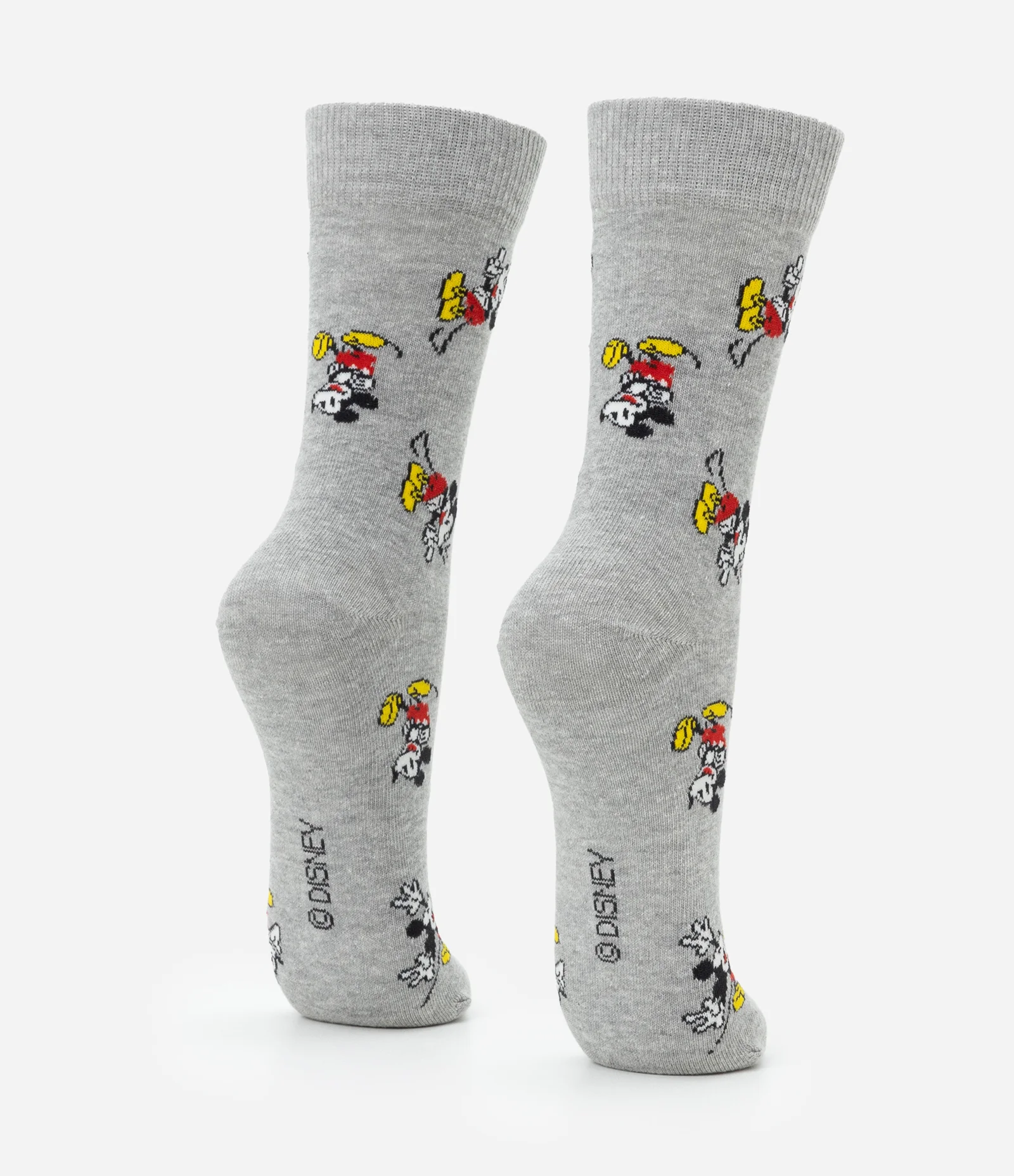 Meia Cano Alto em Algodão com Estampa Mickey Cinza 3