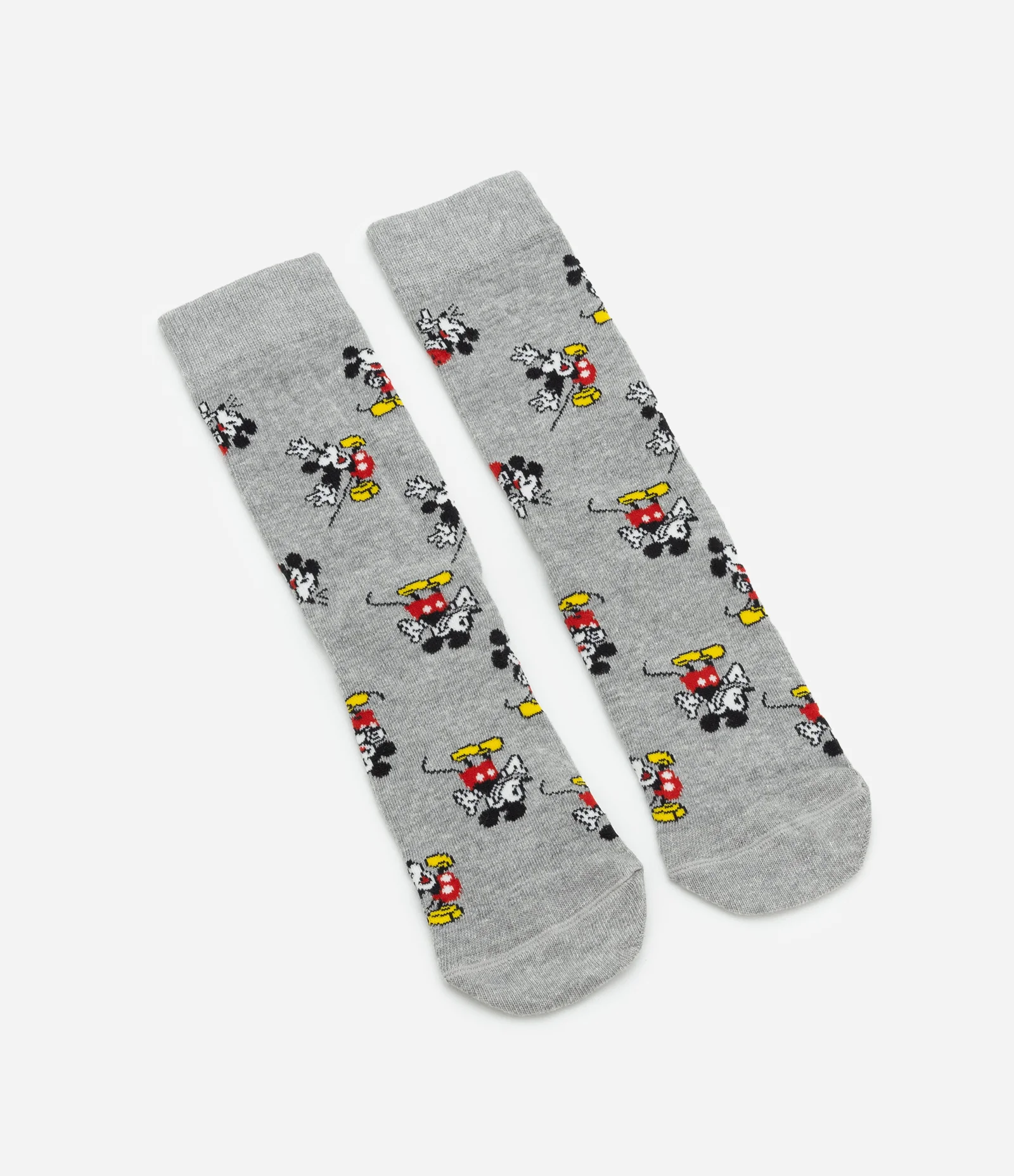 Meia Cano Alto em Algodão com Estampa Mickey Cinza 4