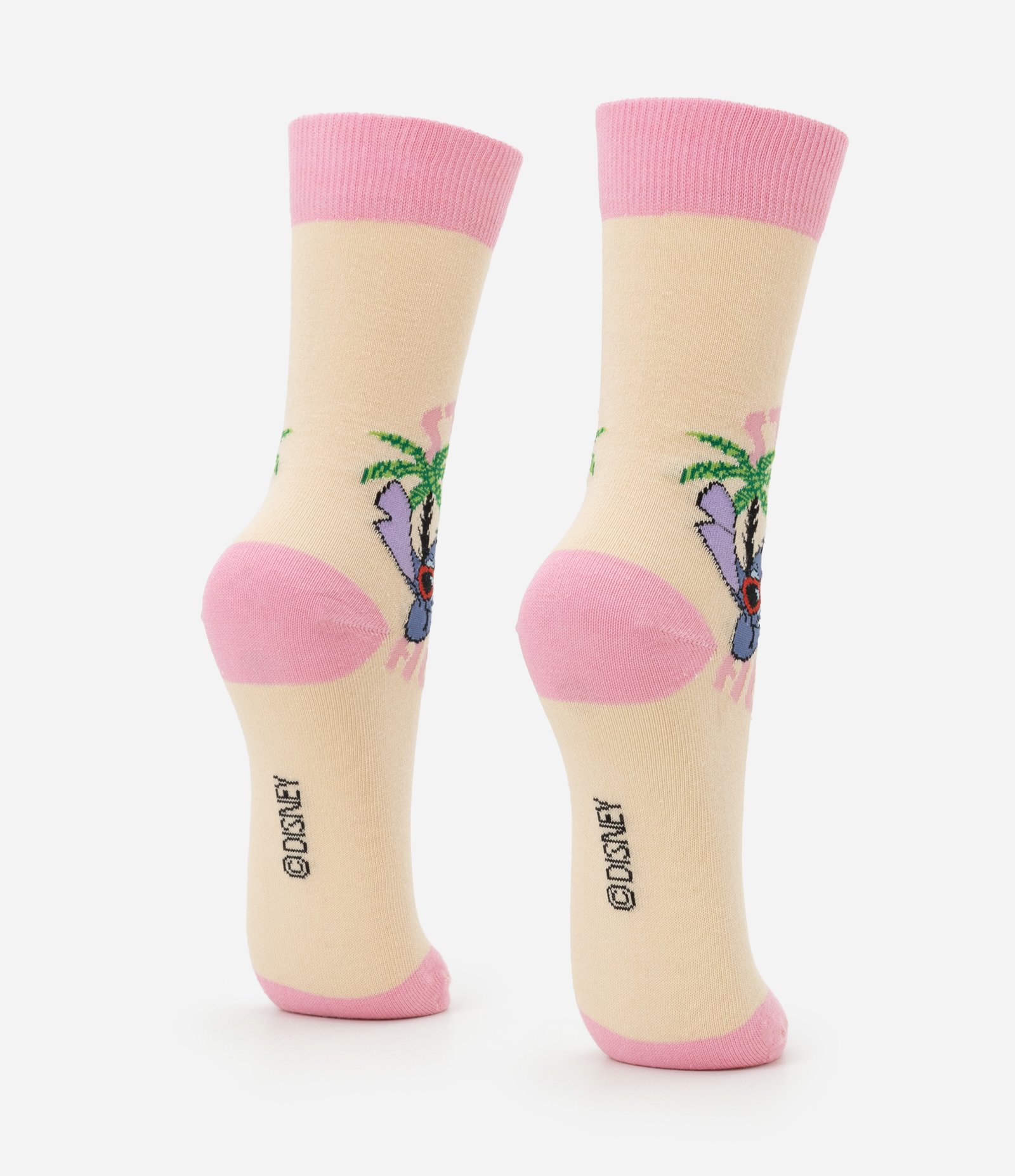 Meia Cano Alto em Algodão com Estampa Stitch Praiano Aloha Amarelo 4