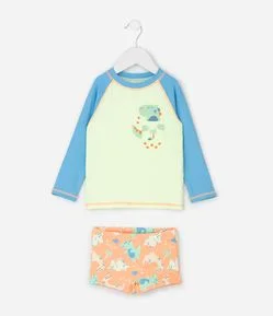 Conjunto Infantil Camiseta UV e Sunga Praia Tam 1 a 4