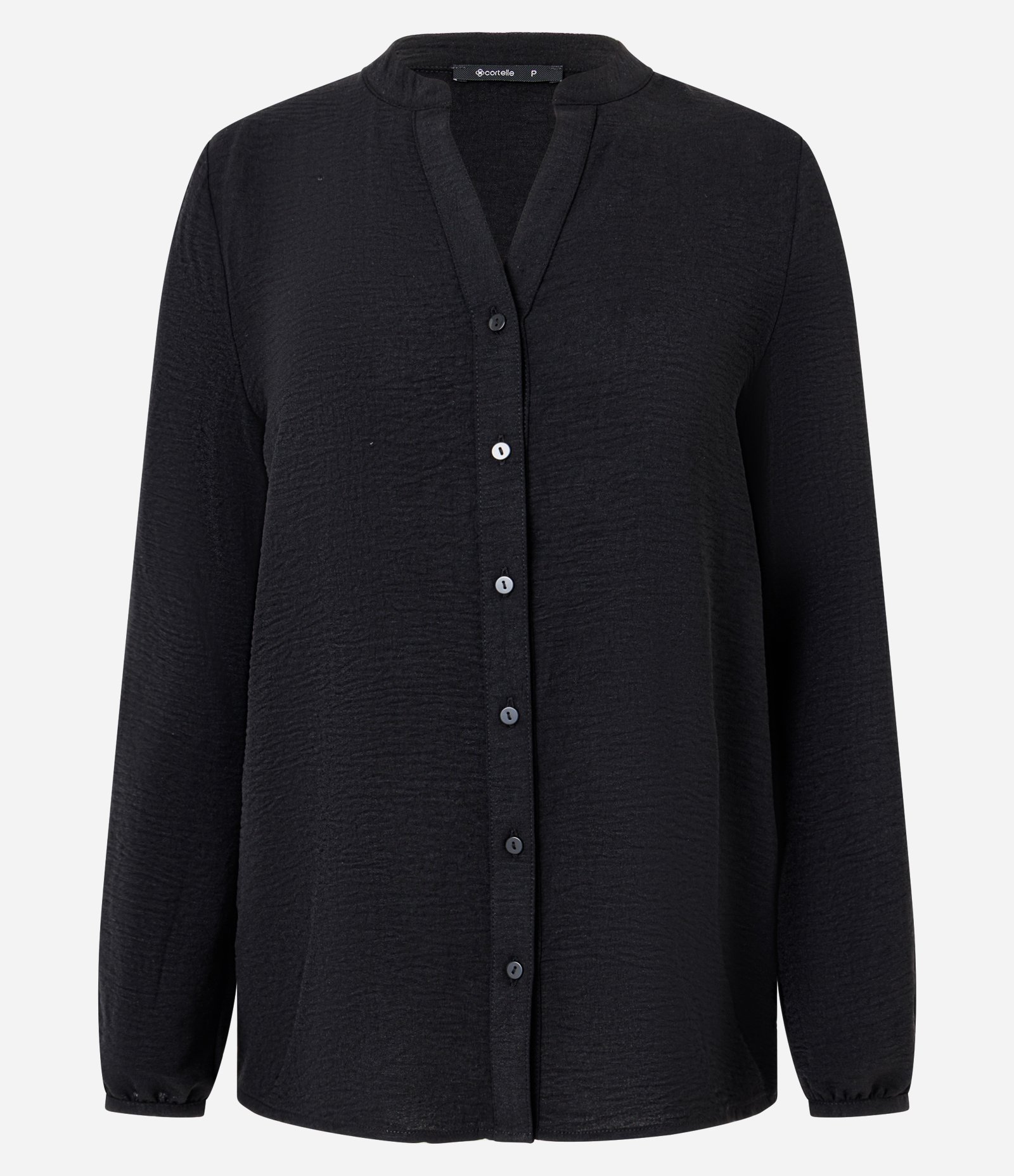 Camisa em Airflow com Gola Padre Preto 1