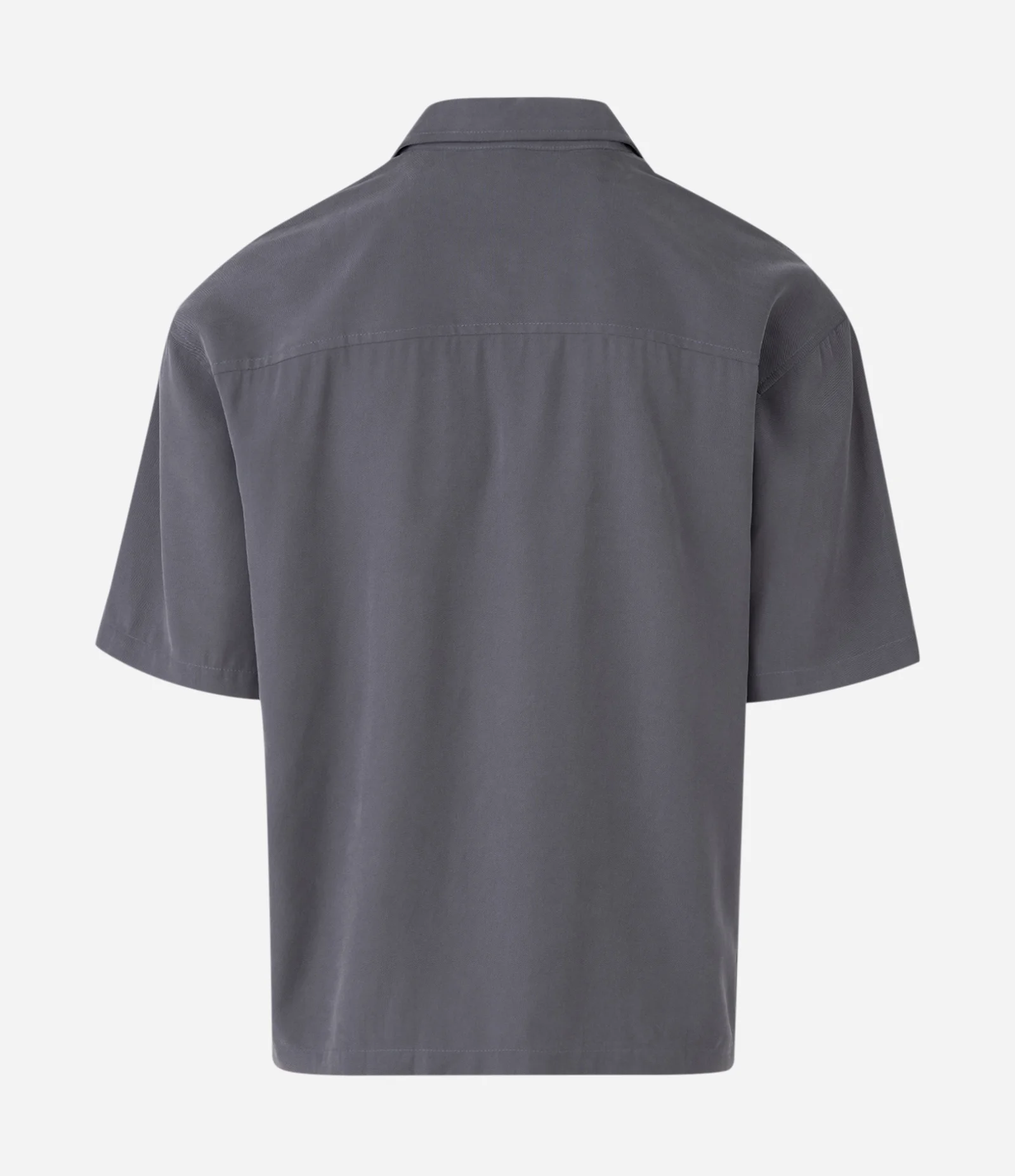 Camisa Manga Curta Lisa de Viscose com Bolsos Cinza 2