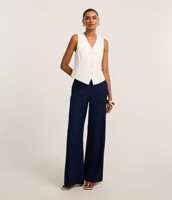 Calça Pantalona Alfaiatada com Cintura Alta