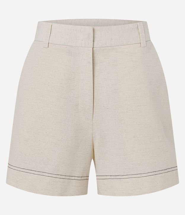 Short em Algodão com Linho com Pespontos Contrastates