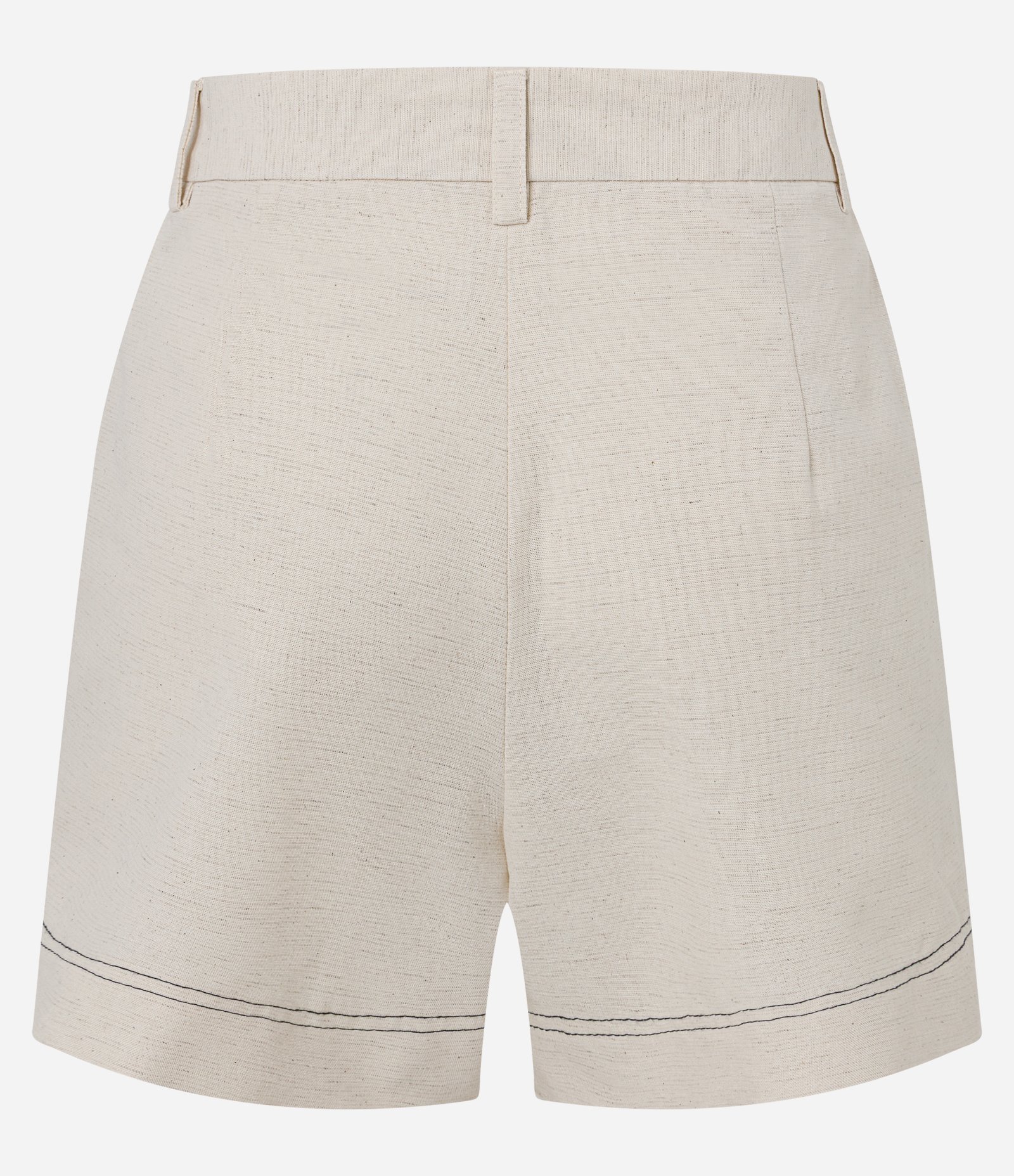 Short em Algodão com Linho com Pespontos Contrastates Bege 7