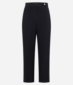 Calça Wide Leg Alfaiatada de Cintura Média com Traspasse no Cós