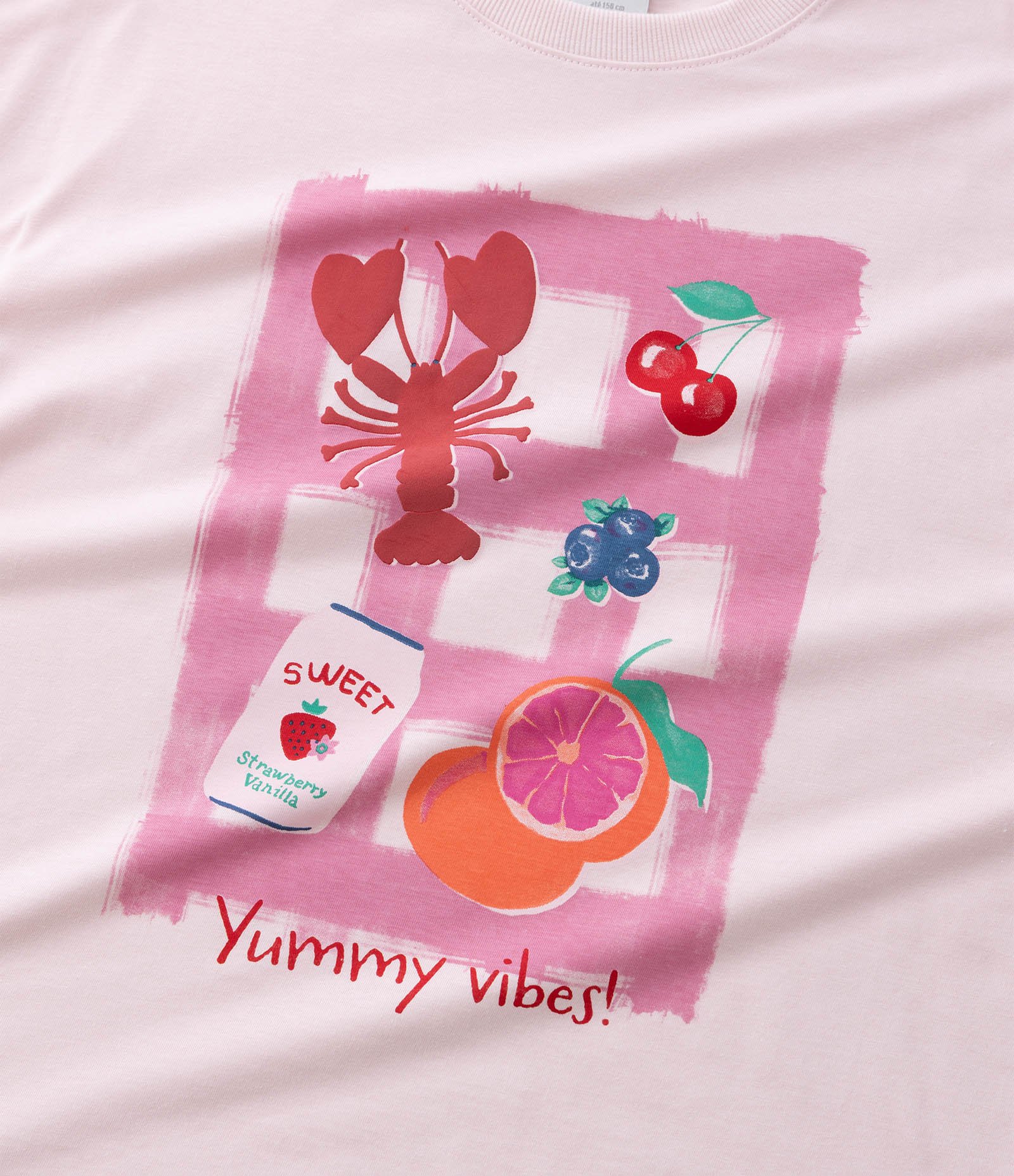Camiseta Infantil Over com Lettering Yummy Vibes! - Tam 7 a 16 Anos Rosa 5
