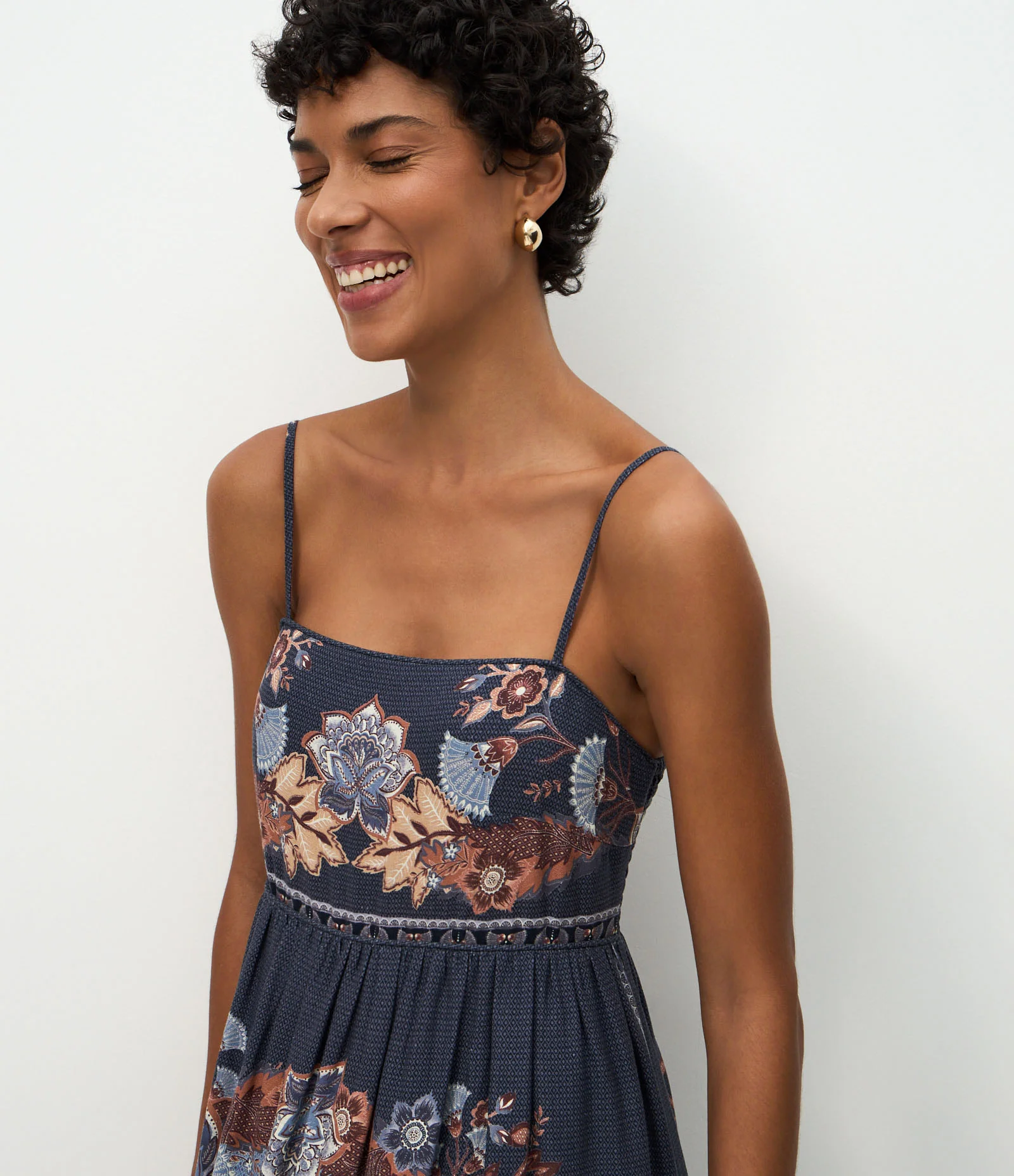 Vestido Midi em Viscolinho com Estampa Paisley Azul 3