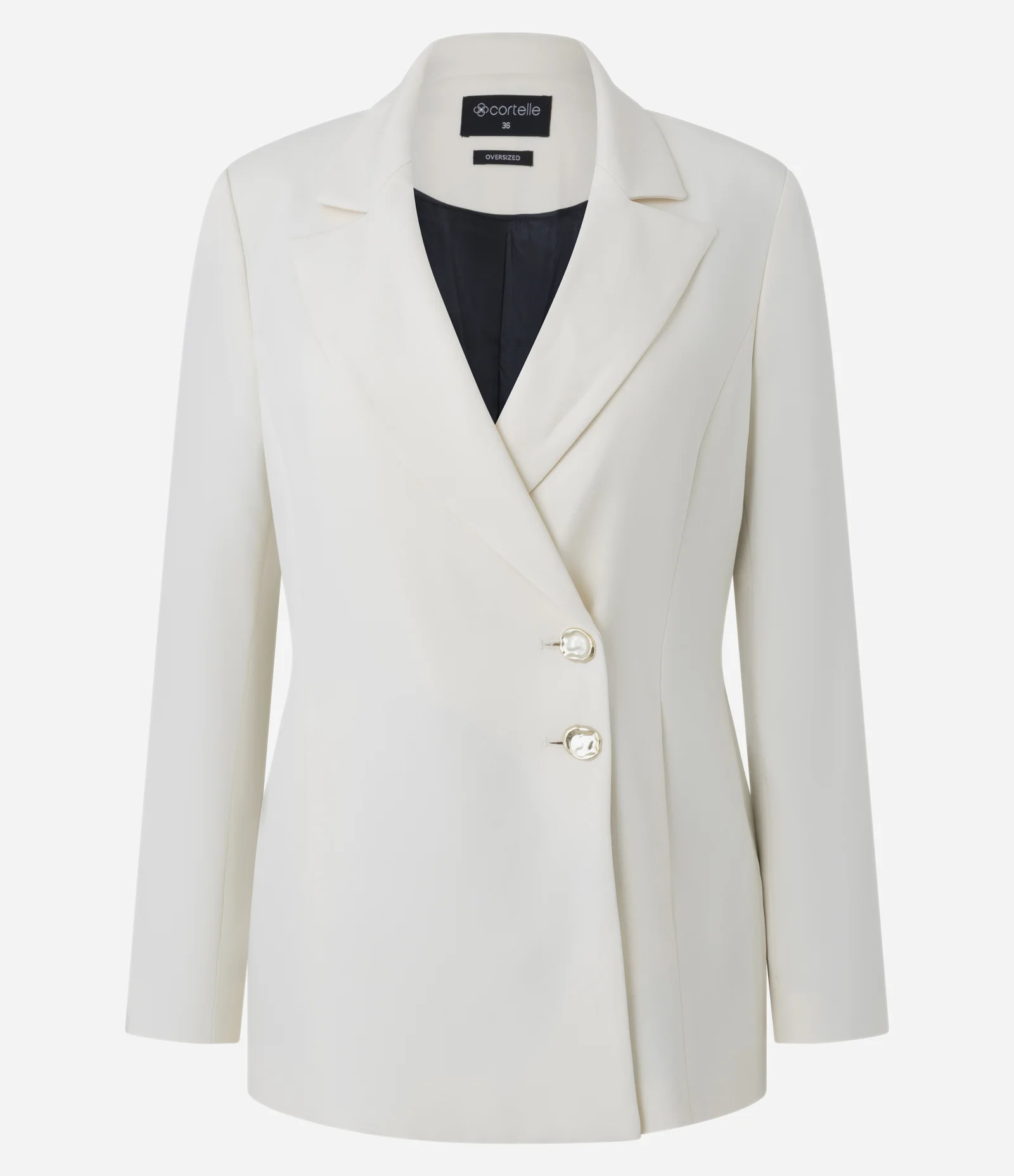 Blazer Oversized Alfaiatado com Abotoamento Transpassado Off White 9