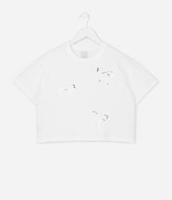 Camiseta Infantil Regular com Bordado de Laços - Tam 5 a 14 Anos