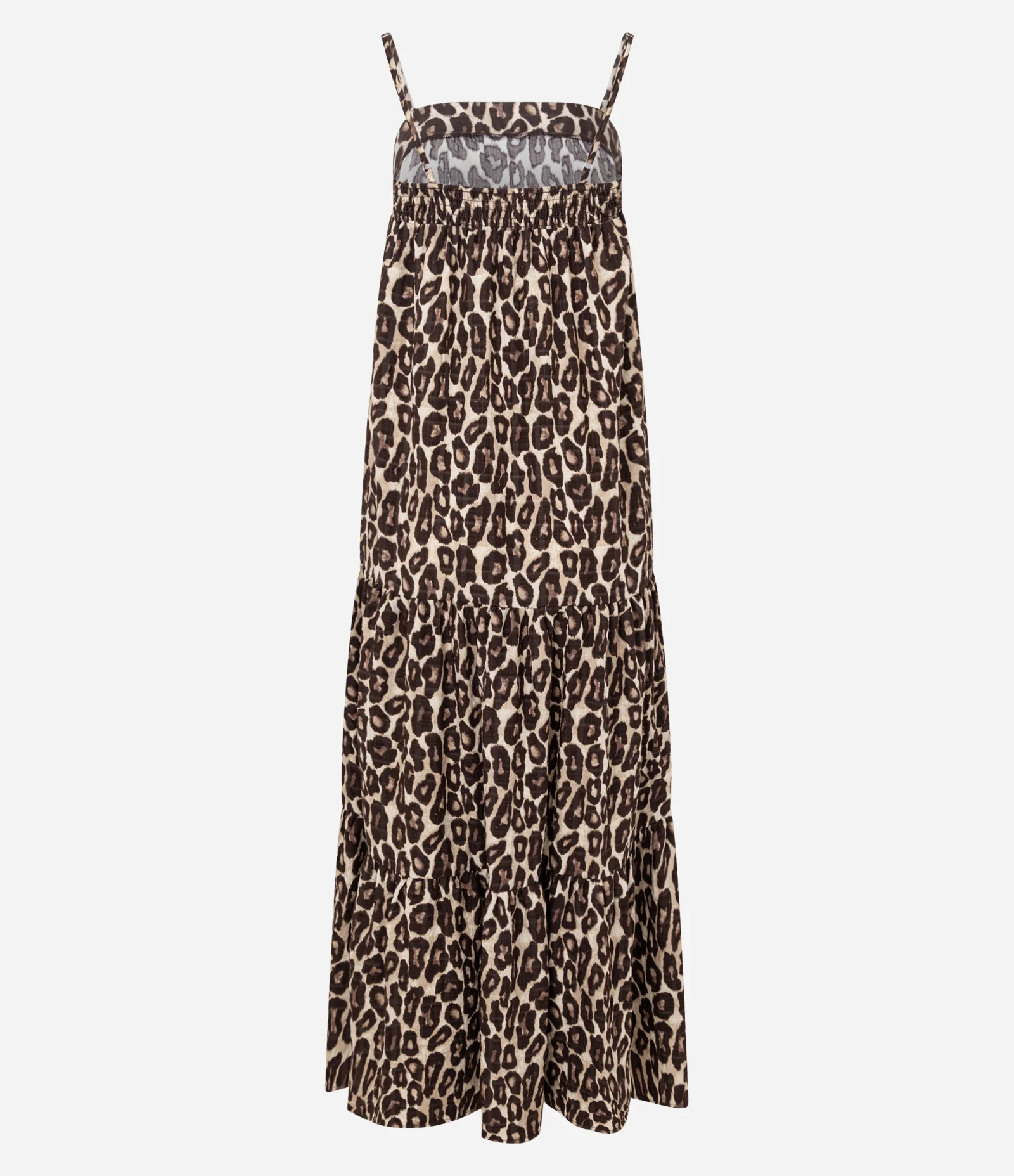 Vestido Evasê Midi de Alça em Viscose com Estampa Onça Marrom/Bege 2