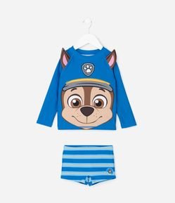 Conjunto Infantil UV Chase Patrulha Canina com Camiseta e Sunga – Tam 2 a 6