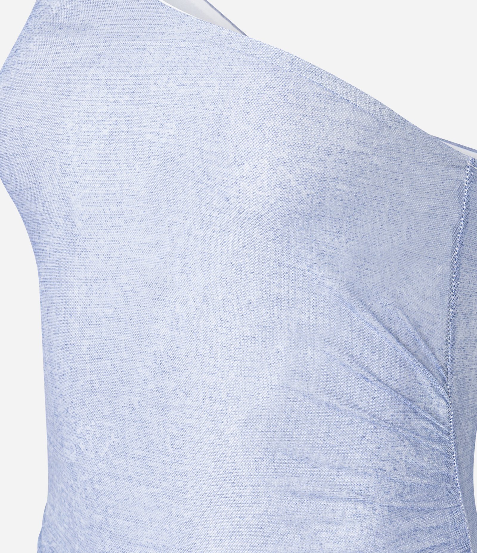 Vestido New Midi em Tule com Ombro Único e Estampa Tropical Azul 6