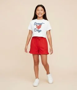 Camiseta Infantil Boxy com Estampa de Picolé  - Tam 7 a 16 Anos