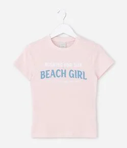 Camiseta Infantil Babt Tee com Estampa Lettering Beach Girl - Tam 5 a 15 Anos
