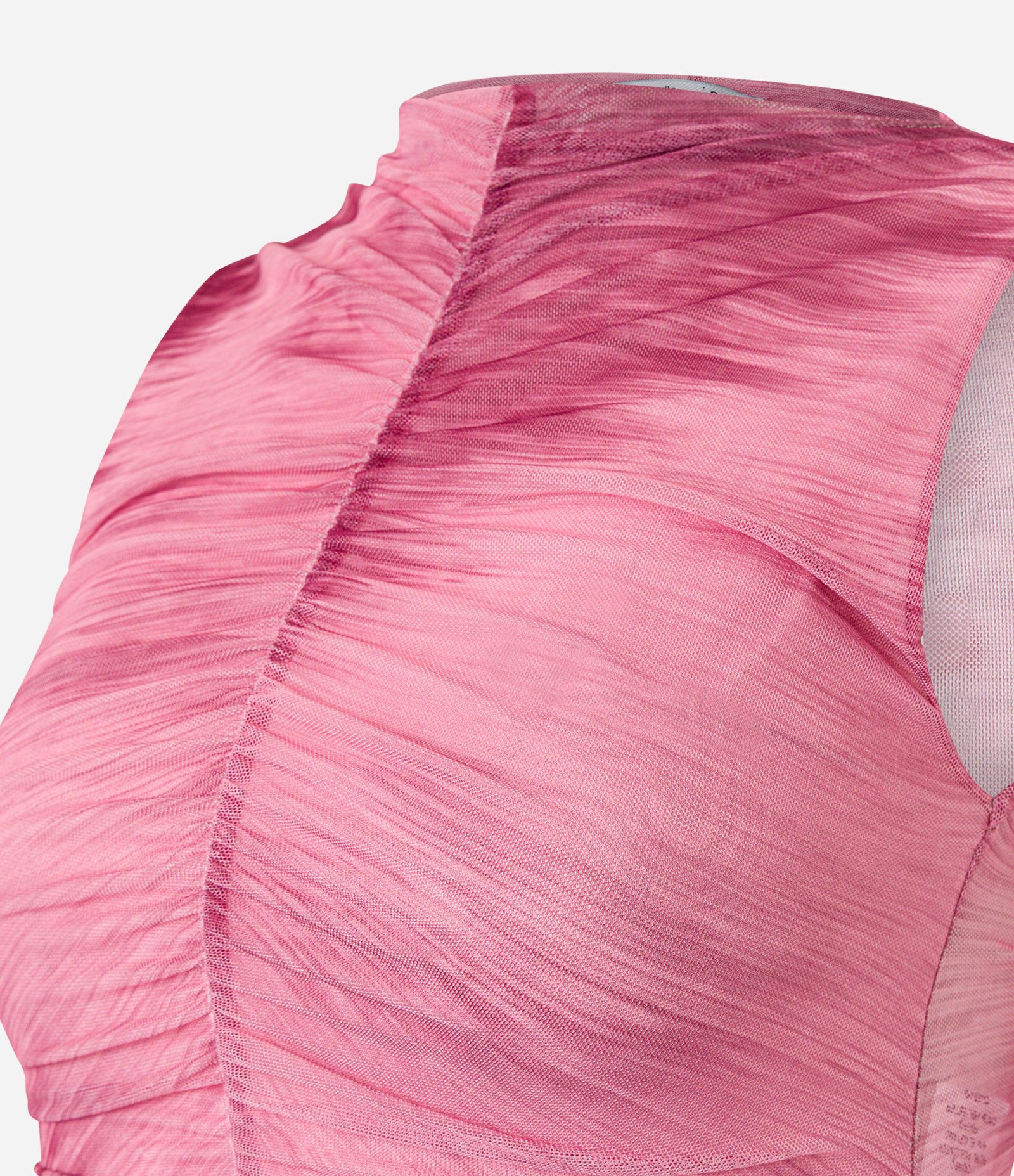 Blusa sem Manga em Tule com Recorte Franzido Rosa 7
