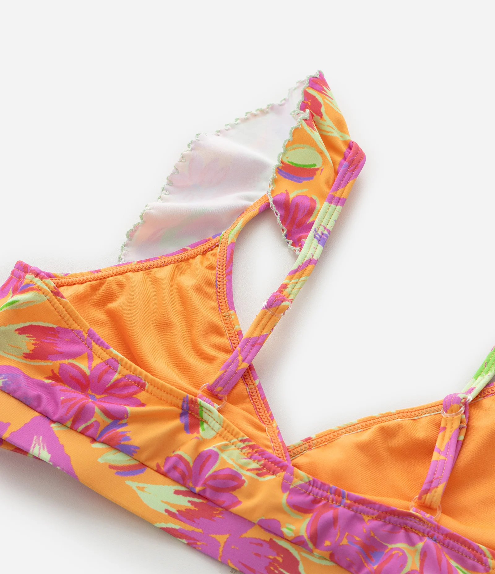 Biquíni Infantil Top e Bottom com Babados e Estampa Floral – Tam 9 a 16 Anos Laranja 7