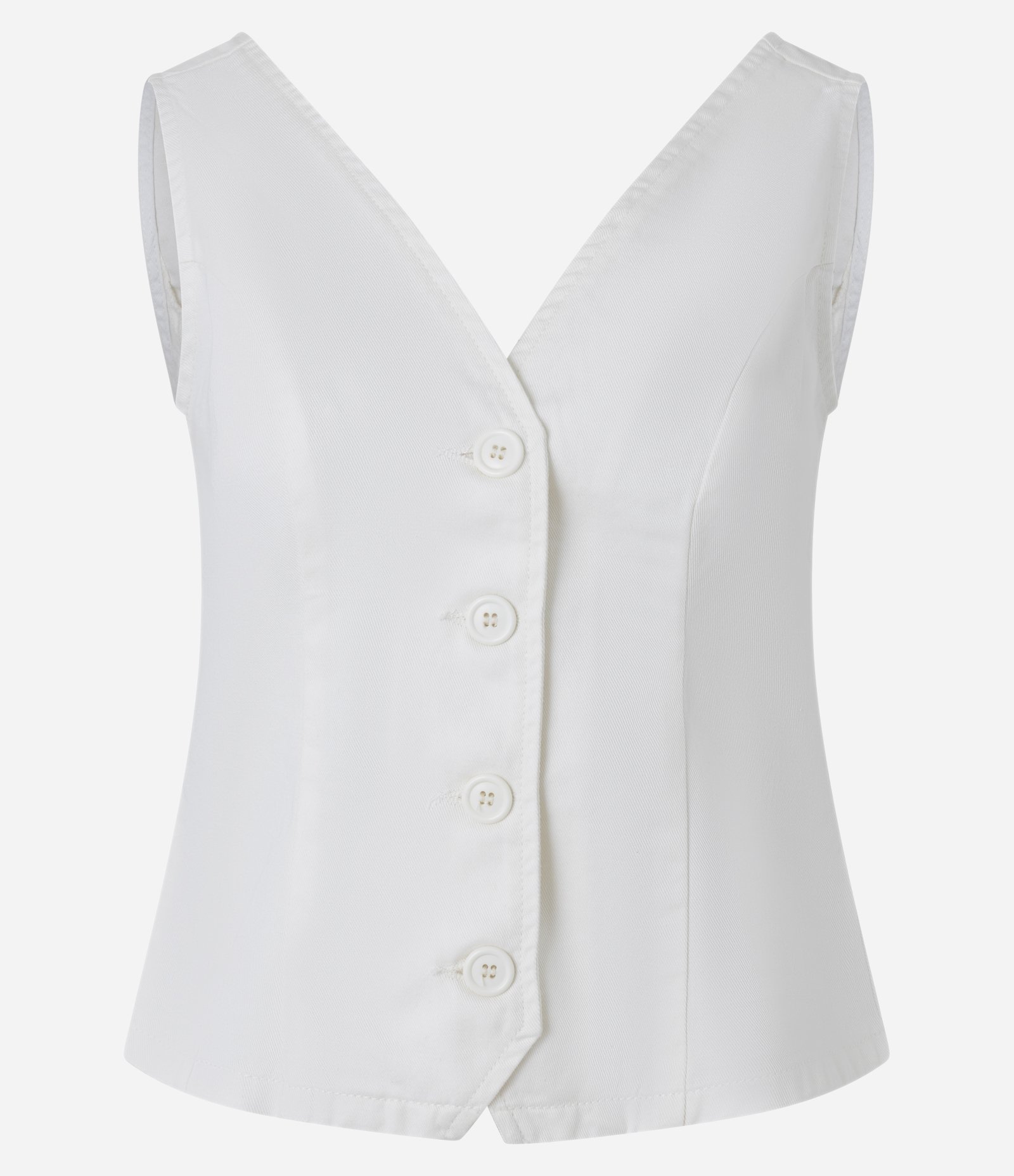 Colete Acinturado em Sarja com Botões e Pences Off White 6