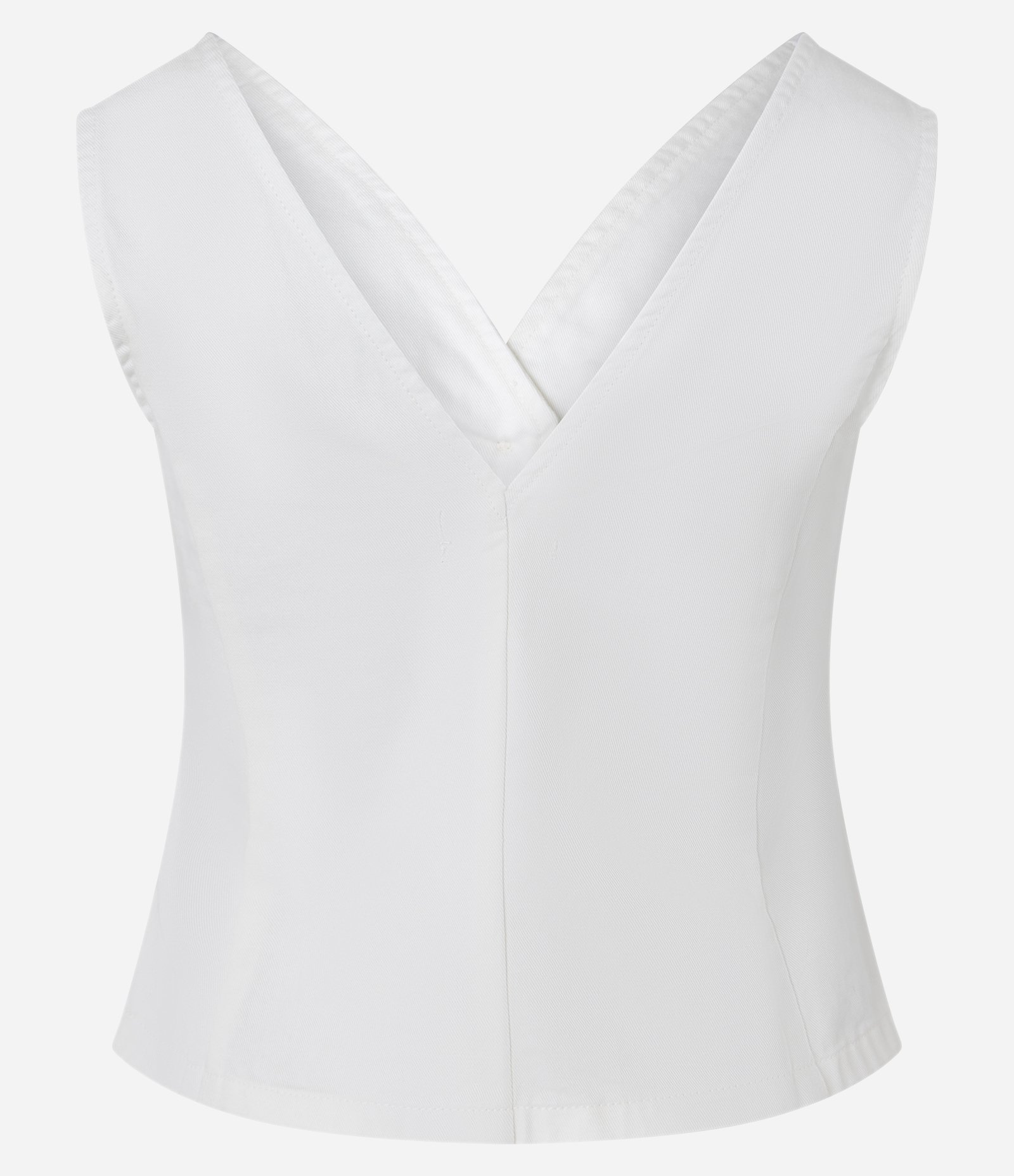 Colete Acinturado em Sarja com Botões e Pences Off White 7