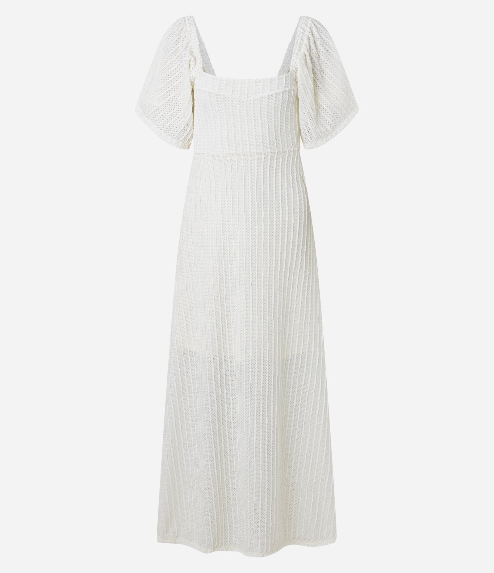 Vestido New Midi em Laise com Decote Quadrado Branco 5