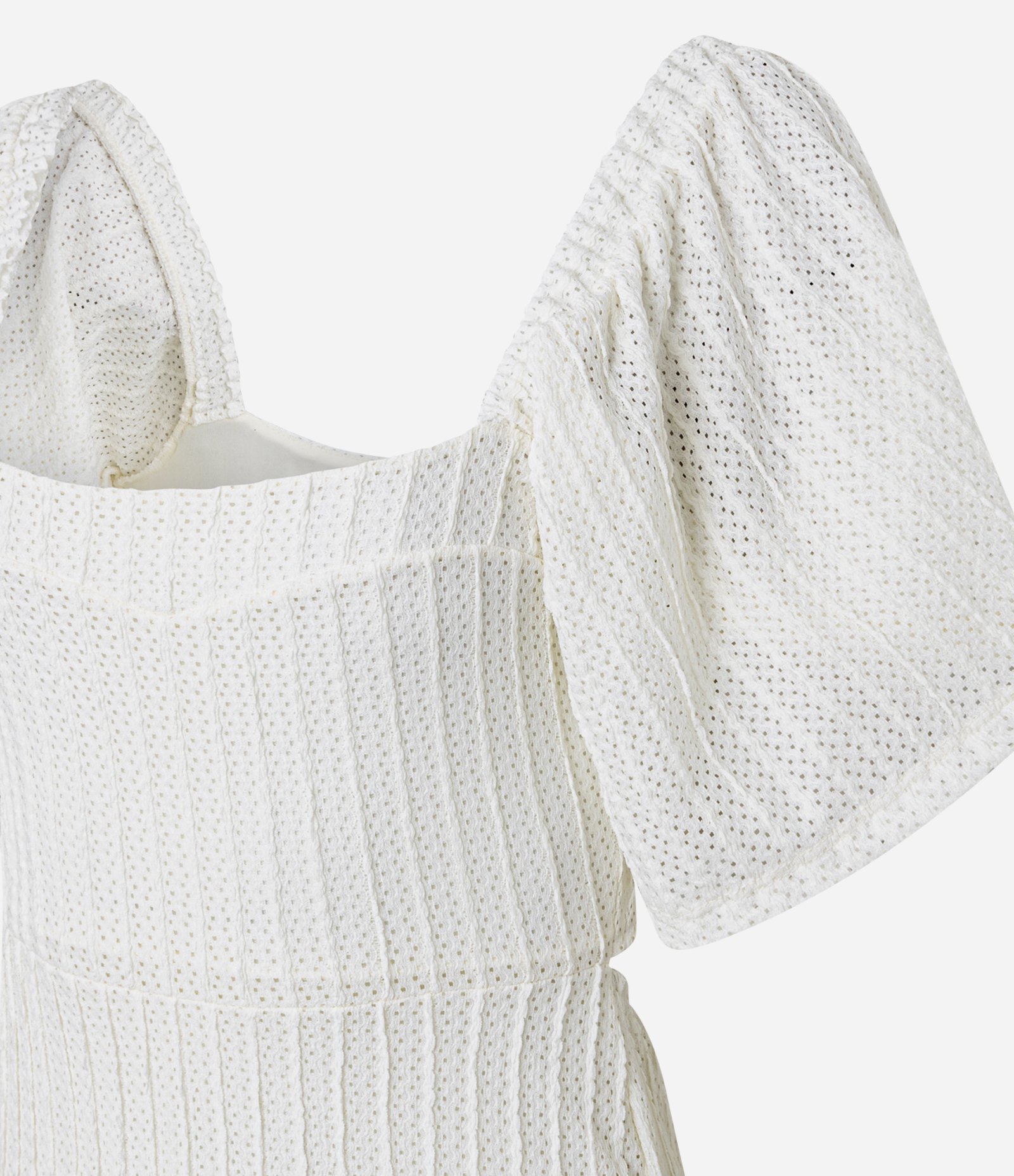 Vestido New Midi em Laise com Decote Quadrado Branco 6