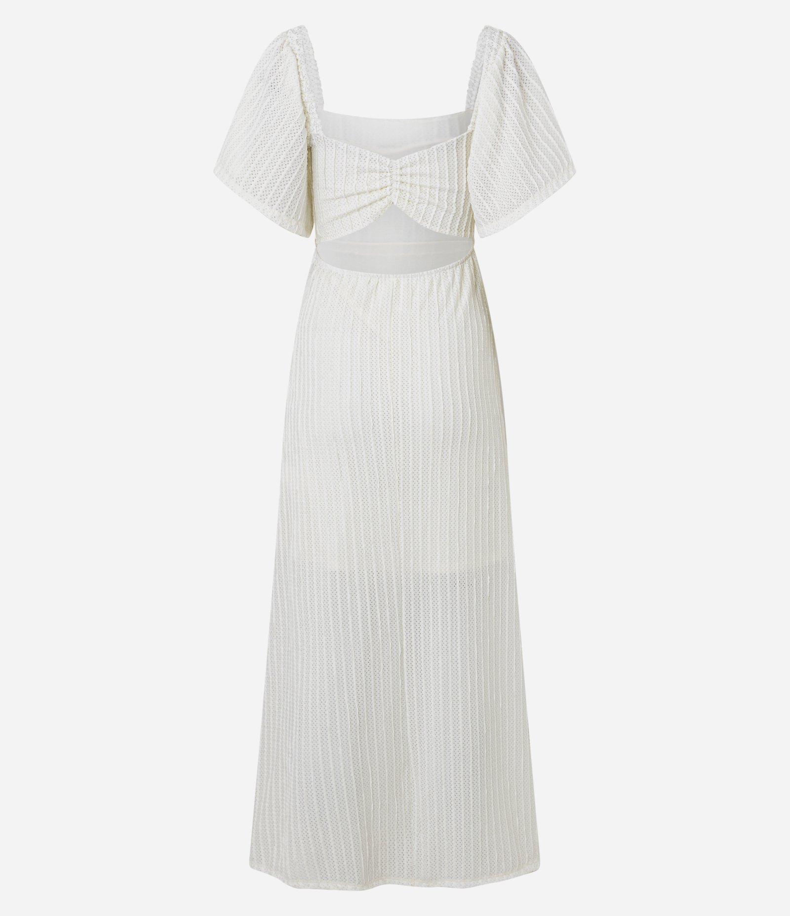 Vestido New Midi em Laise com Decote Quadrado Branco 8