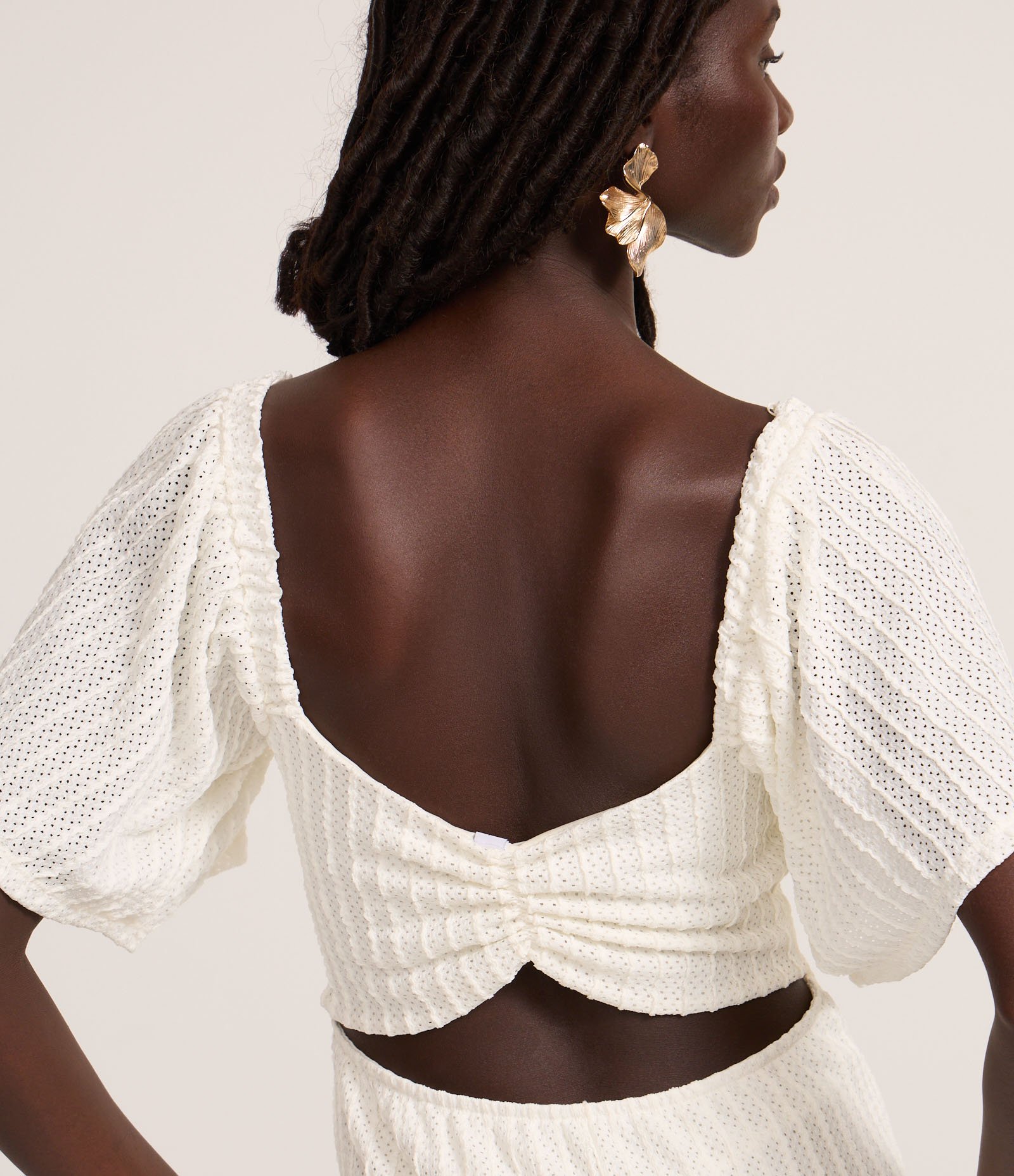 Vestido New Midi em Laise com Decote Quadrado Branco 3