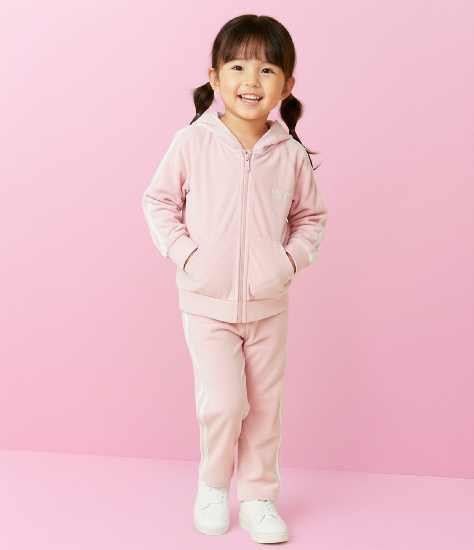 Conjunto Infantil Em Plush Com Jaqueta E Calça Lettering - Tam 1 A 6 Anos Rosa Claro 1