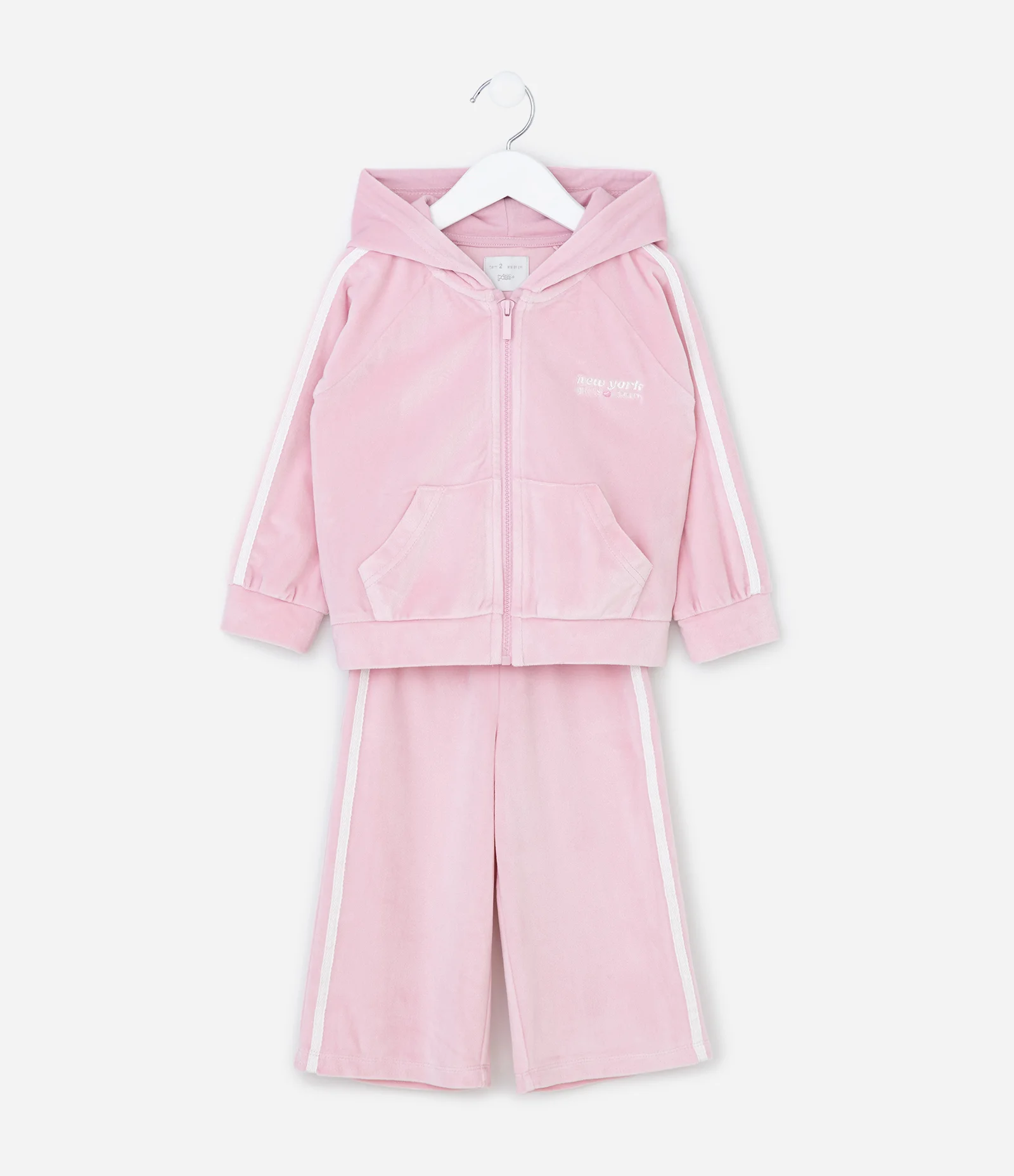 Conjunto Infantil Em Plush Com Jaqueta E Calça Lettering - Tam 1 A 6 Anos Rosa Claro 1