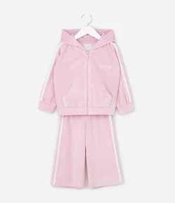 Conjunto Infantil Em Plush Com Jaqueta E Calça Lettering - Tam 1 A 6 Anos