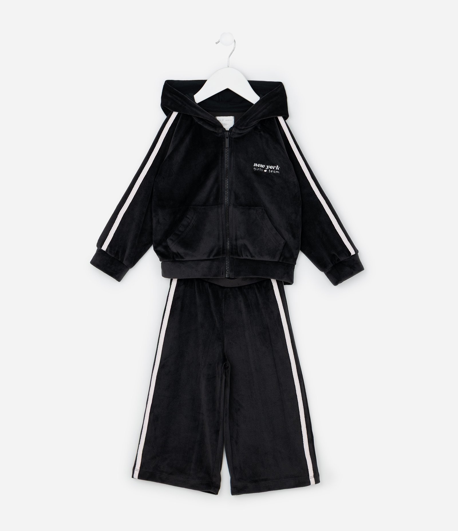 Conjunto Infantil Em Plush Com Jaqueta E Calça Lettering - Tam 1 A 6 Anos Preto 1