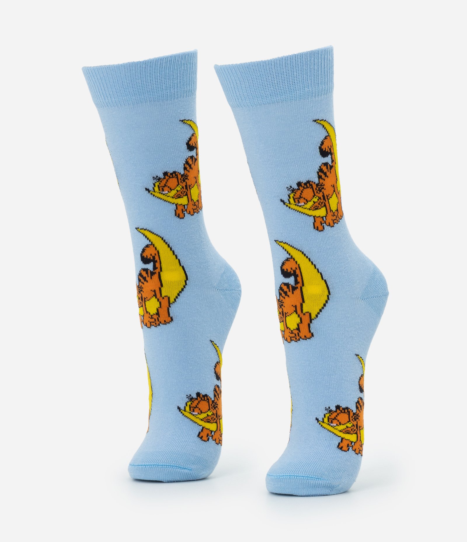 Meia Cano Alto em Algodão com Estampa Garfield na Lua Azul 1