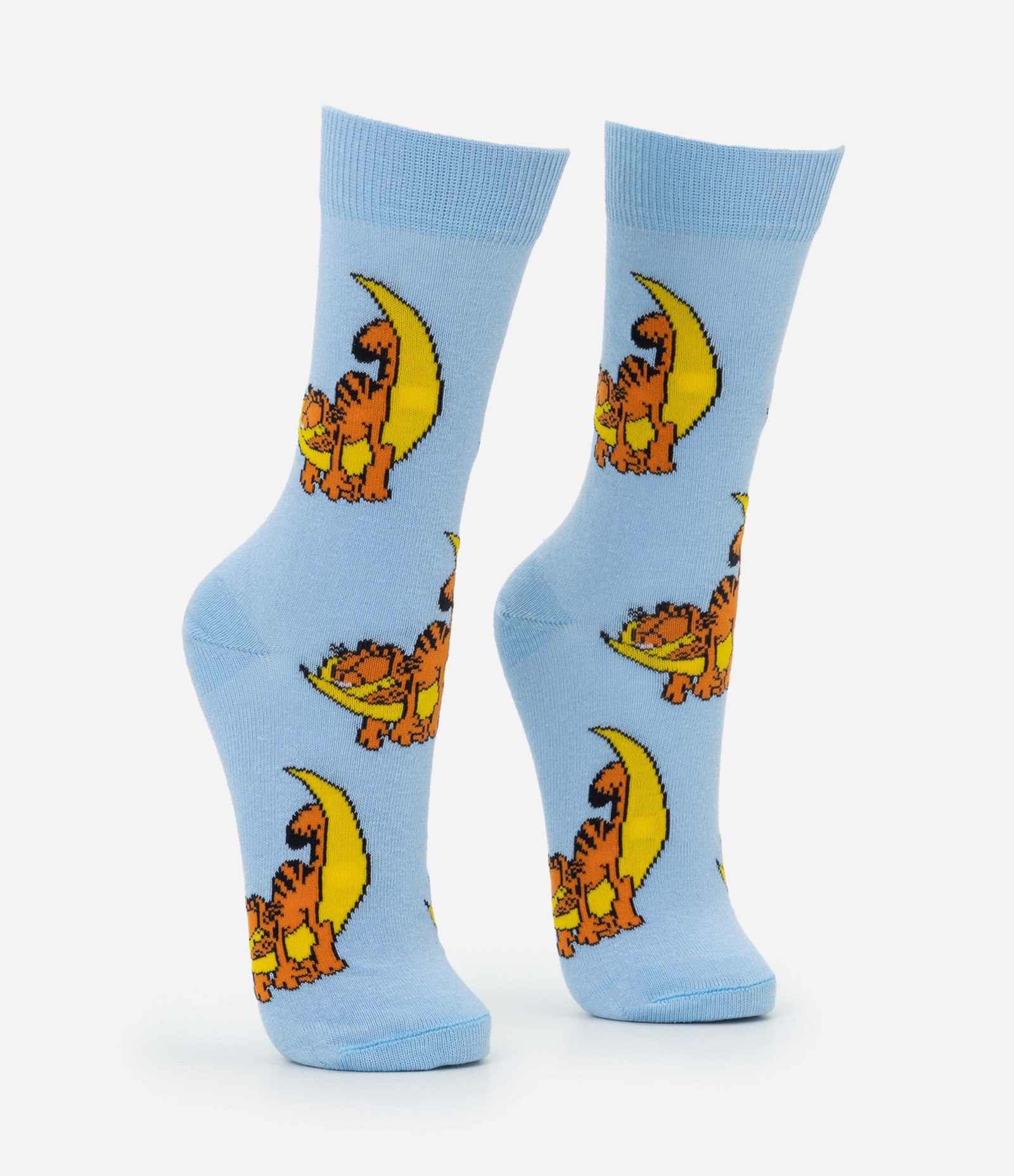 Meia Cano Alto em Algodão com Estampa Garfield na Lua Azul 2