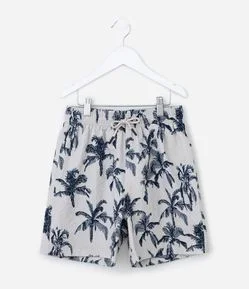 Bermuda Infantil de Banho com Estampa Tripical - Tam 5 a 14 Anos
