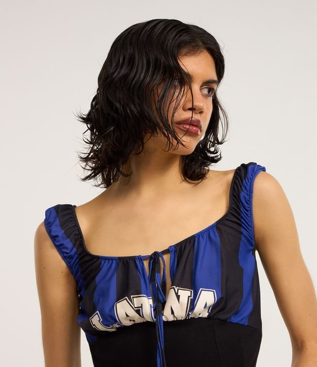 Blusa Corset Sportcore Listrada e Lettering Latina