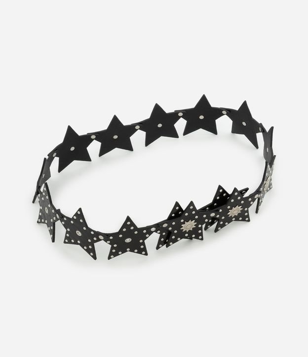 Cinto Largo com Elos em Forma de Estrela com Rebites e Detalhes