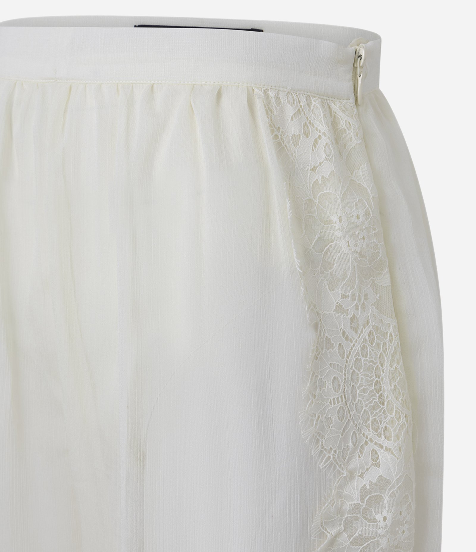 Calça Aladim em Chiffon com Renda Lateral Off White 2
