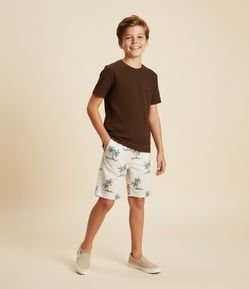 Bermuda Infantil de Banho com Estampa de Palmeiras  Mini Ícones - Tam 5 a 14 Anos