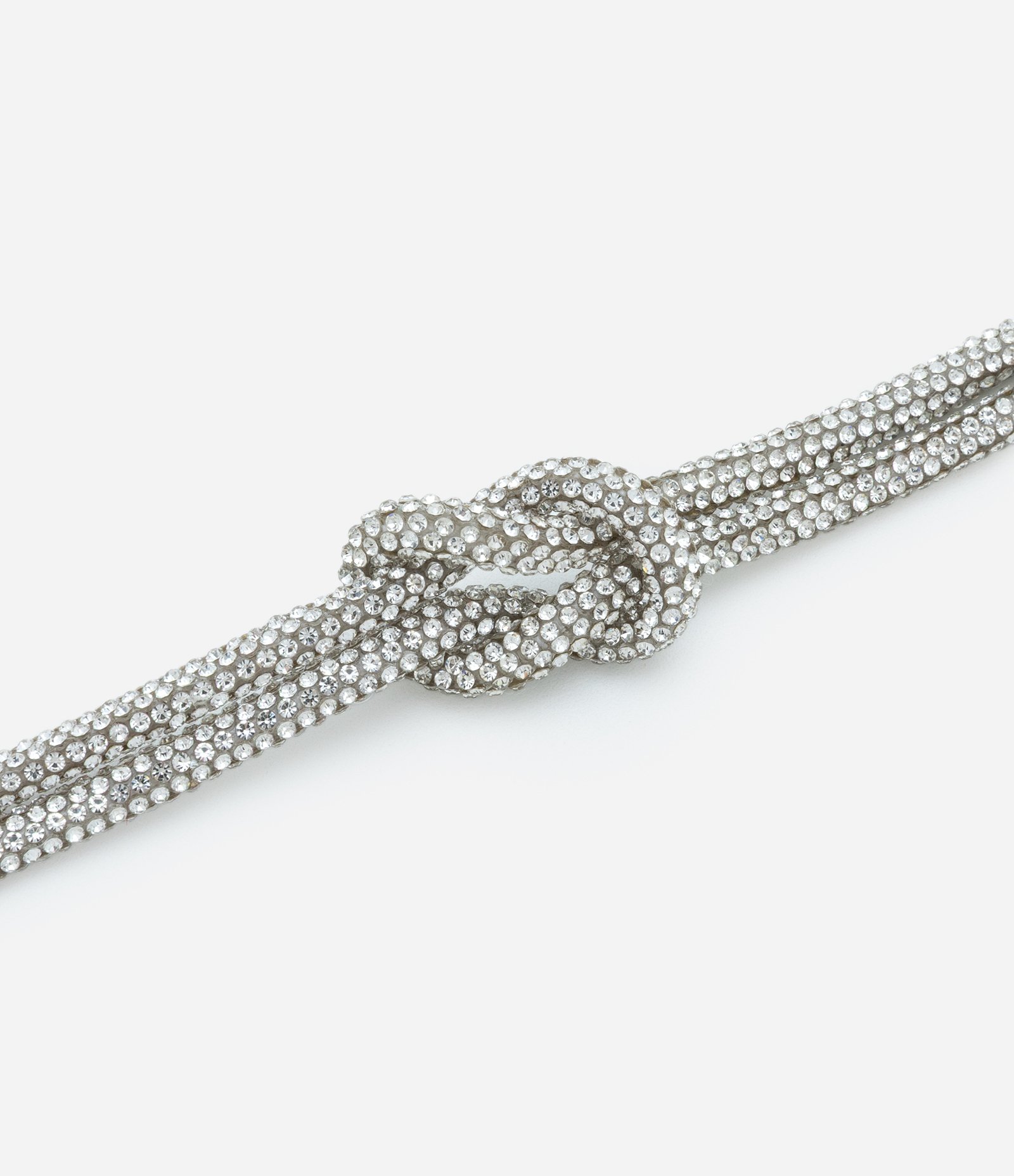 Cinto Estreito em Metal com Strass e Nó Prata 3